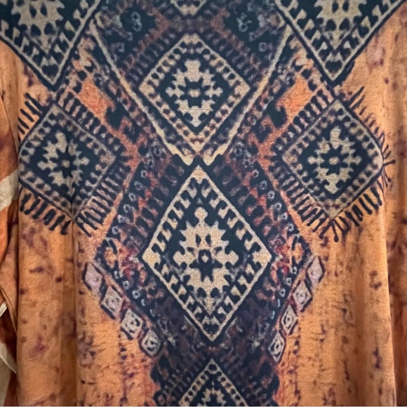 Burnt Pumpkin Boho Long Sleeve V-Neck Rhinestone Embellished Brand New Tunic NWT - Picture 11 of 16